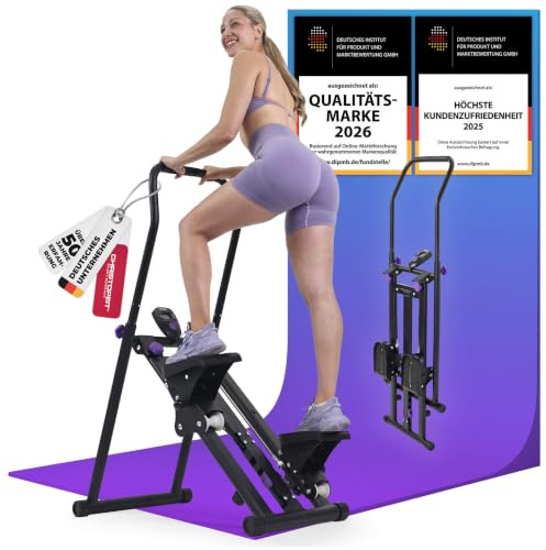 Christopeit Stepper für zu Hause - Climber 1000 mit LCD-Display, Schwarz, 3-Stufen-Widerstand, 12 kg, 150 kg max., Bewegliche Handgriffe, Kletter-Maschine Ganzkörpertraining