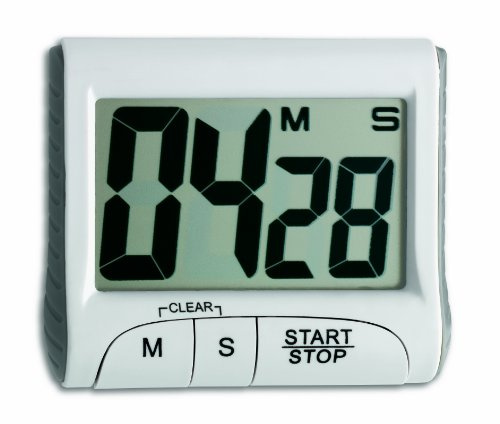 TFA Dostmann Eieruhr Timer digital, magnetische Küchenuhr, 38.2021.02, | bis 99 Min 59 Sek, Hausaufgabentimer, Zubehör Kurzzeitwecker, Sporttimer, mit Memory-Funktion, klein und handlich, weiß