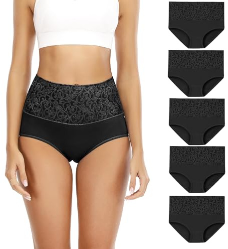 Senllori Damen Unterwäsche, hohe Taille, Baumwolle, Bauchkontrolle, weiche volle Abdeckung Multipack