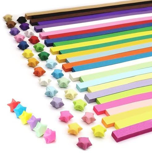 Papierstreifen zum Basteln 1350 Stück Papierstreifen Origami Papier Sterne Streifen Buntes Paper Star Strips für Bastelarbeiten