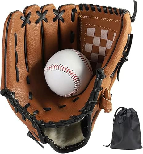 LeapBeast Rechte Hand Baseball Handschuhe, Softball Handschuhe mit 1 Ball, Erwachsenen Baseball Training Wettbewerb Handschuh Verdicken Dauerhaft Softballhandschuhe