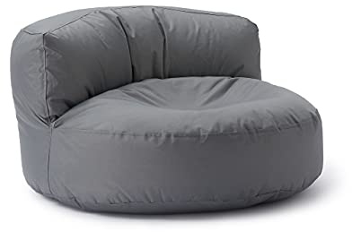 Lumaland Sitzsack Lounge | Sofa-Sitzsack 90 x 50 cm mit Rückenlehne | Indoor & Outdoor Beanbag | Wasserabweisend & Robust | Mit anpassungsfähiger EPS-Füllung | Waschbarer Bezug [Grau]