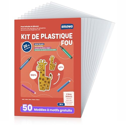 Smowo® 20 Stück Schrumpffolien transparent - schrumpfende Plastikfolien zum basteln - A4 schrumpffolienplatten matt