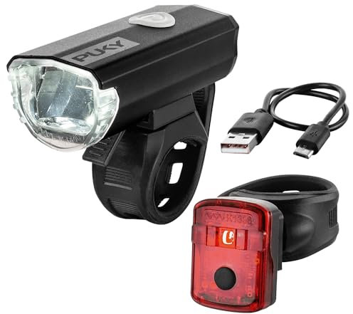 PUKY LUMI LED Fahrradbeleuchtung Set StVZO USB Frontlicht Rücklicht Schwarz