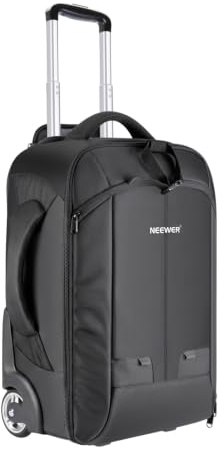 NEEWER 2 in 1 Kameratasche Rucksack mit Rollen, Kofferstil | Wandelbarer Trolley Case mit Doppelgriff, stoßfest, mit herausnehmbarer Polsterung für SLR/DSLR Stative Objektive Schwarz/Rot