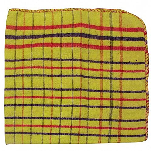 MAQA 12er Pack Schottische Baumwoll-Staubtücher, 50x50cm, Gelb, Schottenmuster