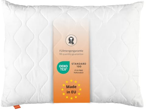 sleepling Kopfkissen 70x90 cm, Kissen, Polster, Bettkissen, Basic 100 | Füllung: Klimafaser, Nachfüllbar, Allergiker Pillow, langes Schlafkissen 70 x 90, Waschbar, Made in EU, OEKO-TEX