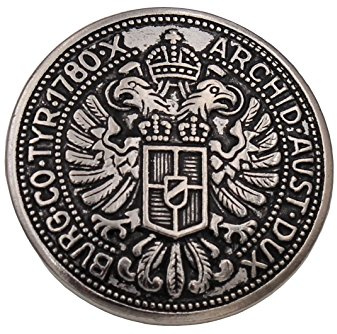 Knöpfe silber glänzend geschwärzt Metall Münze Adler Trachten Trachtenjacke Dirndl made in Germany (6 Stück) (23mm)