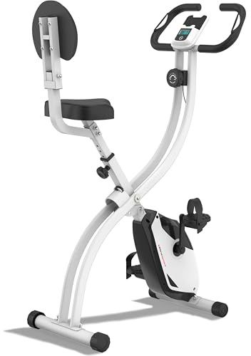 Ultrasport F-Bike 200B, Fahrradtrainer, faltbarer Heimtrainer, mit Rückenlehne, LCD Trainingscomputer, maximales Benutzergewicht 110 kg, Herzfrequenzmessung, 8 Widerstandsstufen, Rosa