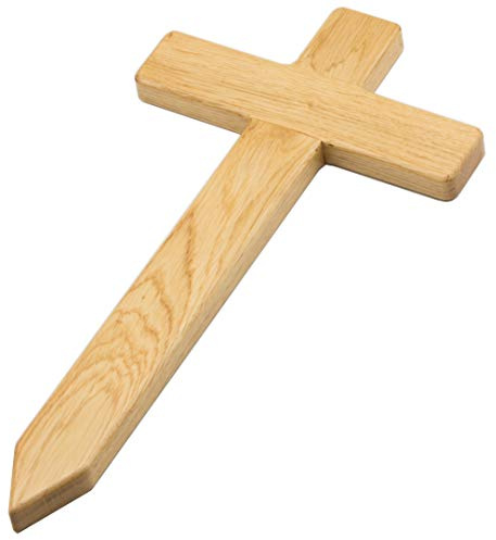 Hobicht Edles kleines Holzkreuz aus europ. Eiche fürs Grab, Grabkreuz aus Holz, als Grabstein Ersatz, für das Urnengrab auf dem Friedhof oder als Grabschmuck und Grabdekoration, für Hund, Katze