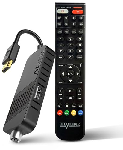 Hd-line Digitaler Terrestrischer DVB-T2 2024 Full HD 1080P Decoder, Bluetooth-Fernbedienung, versteckt hinter dem Fernseher, digitales Display, H265 HEVC Main 10 Bit, Fernbedienung 2in1 HDMI/AV, USB