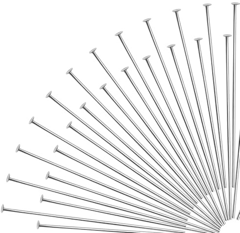 TOAOB 200 Stück Edelstahl Flachen Kopfstifte 60 mm Nietstifte Kettelstifte Prismenstifte Silberton für DIY Schmuckherstellung