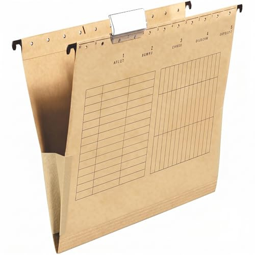 Hängetaschen DIN A4 50 Stück – Hängemappen braun aus Recycling-Karton – 350 Blatt – Hängeregister Mappen stabil – Blauer Engel – Made in Germany – Conipa