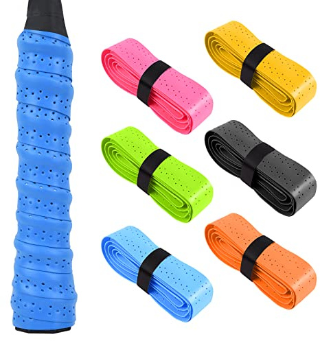 Flintronic 6 Stück Tennisschläger Griffband, Selbstklebend Anti-Rutsch Griffband für Badminton, Squash - Mehrfarbig