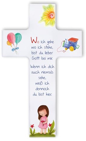 Fritz Cox Kinderkreuz 'Wo ich gehe, wo ich stehe' Mädchen 20cm weiß