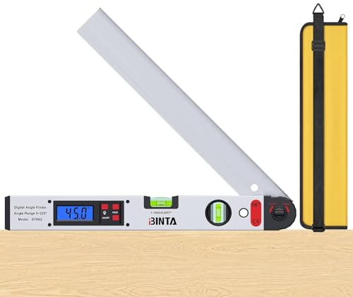BINTA Digitaler Winkelmesser 400mm mit Wasserwaage | LCD Beleuchtetung 0-225° Digital Neigungsmesser Winkelmessgerät für Bedachungstechnik, Weiß