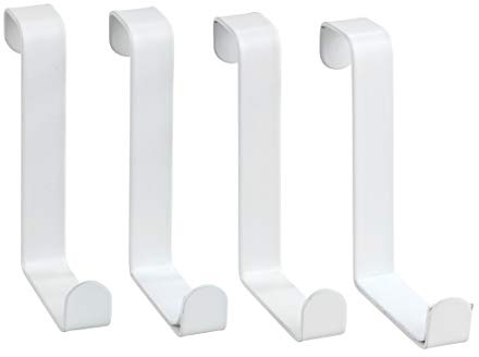 WENKO Türgarderobenhaken Weiß matt 4er Set, Türgarderobe 4 Haken 1.2 x 6 x 7.6 cm