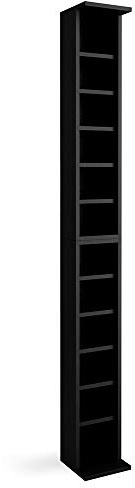 Vicco Cd-Regal, Schwarz, 21 x 183.6 cm | Groß, mit höhenverstellbaren Einlegeböden zur flexiblen Medienaufbewahrung