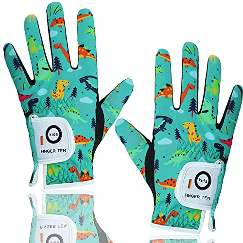 LOVMEAD Golfhandschuhe Kinder Links Rechts 1 Paar, Jungen Mädchen Allwetter Grün Mikrofaser Rain Grip Golf Handschuh Weicher Komfort Passform Größe M (Grün -1 Paar, M)