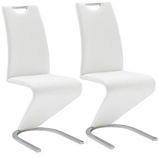 Robas Lund Esszimmerstühle 2er Set Schwingstuhl Weiß, Esszimmerstuhl Stuhl Amado, 62.0 x 45.0 x 102.0 cm