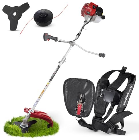 Stahlmann Freischneider Benzin MS520 – Motorsense Benzin mit kraftvollem 3PS Motor, 42cm Schnittbreite, 52ccm 2-Takt – Rasenkantenschneider und Rasentrimmer mit Tragegurt