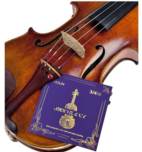 Violsaiten 4/4 Komplettset, 4/4 Violinsaiten-Ersatz, Langanhaltende Haltbarkeit & Reicher Ton - Handgefertigt mit Premium-Materialien - Für Alle Niveaus (3/4-Größe)