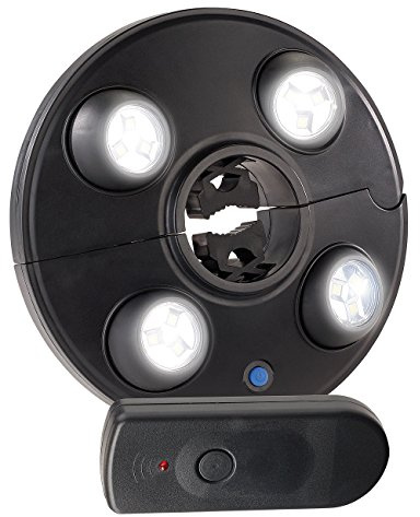 Luminea Sonnenschirmleuchte: LED-Schirmleuchte mit 4 dreh- & dimmbaren Spots, 200 lm, Fernbedienung (Sonnenschirmlampe, Sonnenschirmleuchte LED, Zelt)
