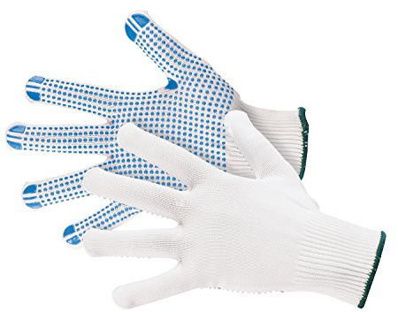 Jah Strickhandschuh mit Mini-Noppen (weiß) – griffig & nahtlos – für Kommissionierung, Versand & Lager