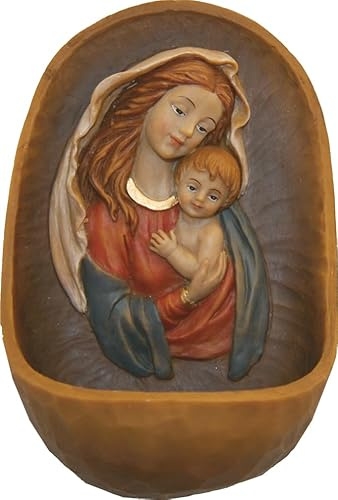 FADEDA Weihwasserkessel 'Maria mit Kind' / Höhe:13 cm/handbemalt/detailgetreue Krippen Figuren - Weihnachten Tisch Dekoration Krippe Zubehör