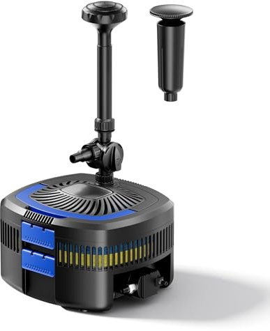 SunSun CUF-5800 Springbrunnenpumpe 5200 l/h / 55 W / 4,8 m Förderhöhe mit eingebautem 11 W UVC-Teichklärer, energiesparende Teichpumpe, Pumpe mit Fontäne, Wasserpumpe