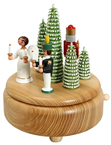 Rudolphs Schatzkiste Spieldose mit Engel Bergmann und Nußknacker BxHxT 13x15,5x13 cm NEU Spieluhr Spielwerk Musikdose Musik Figur Seiffen Erzgebirge Holz Dekoration Weihnachten