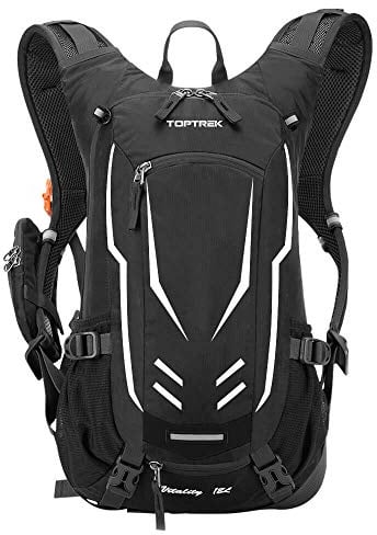Toptrek Fahrradrucksack 18L Ultraleicht Fahrrad Rucksäcke mit Regenschutz und Helmabdeckung Trinkrucksack Wasserdicht Radsport Rucksack Sportrucksack Hydration Rucksack für Herren MTB(Schwarz)