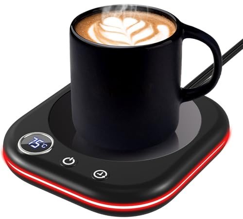 MQFORU Tassenwärmer，Kaffeewärmer für den Schreibtisch mit 3 Temperatureinstellungen，LCD Anzeige, 1-12H Automatische Abschaltung, Intelligenter Kerzenwärmer，Ideale Kaffeegeschenke Zubehör