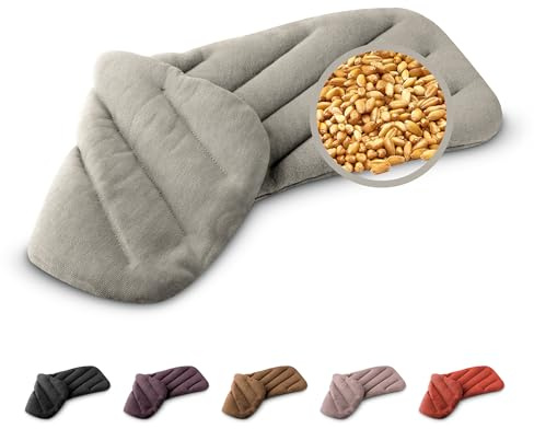 LESCHI XXL Wärmekissen für Mikrowelle (50x20 cm), 100% Bio Baumwolle und Bio Weizen, 8 Kammer Körnerkissen, Grau, anschmiegsames Getreidekissen ideal als Wärmespender für Schulter Nacken Bauch Rücken