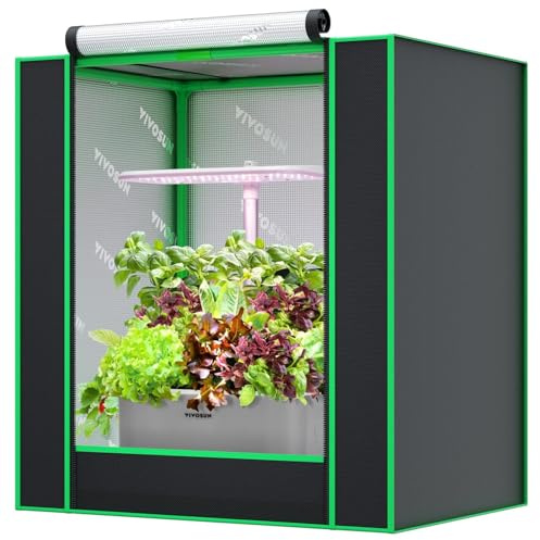 VIVOSUN Growzelt klein 50x36x54cm Grow Zelt mini mit hochreflektierendes Mylar, versiegeltem Bodendesign, Belüftungsfenster und Kabeldurchführungsloch für Aerogarden Hydroponik-Anbausystem