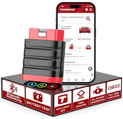 OBD2 Bluetooth Adapter für iOS & Android, ThinkDiag Mini OBD2 Diagnosegerät Mit Alle Systemdiagnosen, Diagnosegerät Auto für Fahrzeuge, Exklusive APP/Batterietest/VIN