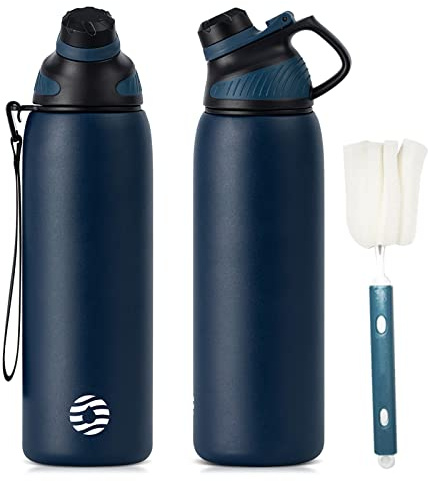 Fjbottle Edelstahl Trinkflasche Sport mit Magnetischem Deckel 1L, 800ml, 600ml, 400ml BPA-Frei Auslaufsichere Kinder Flasche - Kohlensäure geeignet 1500ML Wasserflasche Thermo für Schule, Fitness