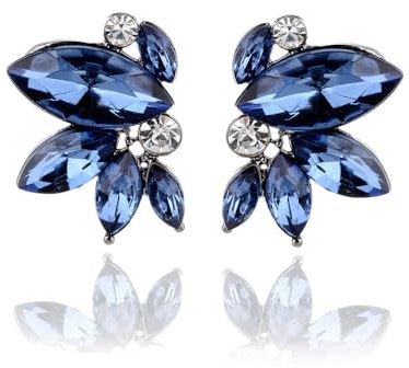 FDEETY Ohrringe für Damen Marquise Strass Ohrringe Braut Hochzeit Ohrringe Modeschmuck Weihnachten Geburtstag (Blau)