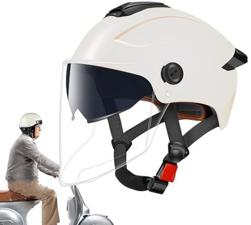 Vesidoloy Leichthelm,Klappvisier Rollerhelm | mit Doppelvisier für Männer bei Straßenrennen Motorroller Sportmotorrad