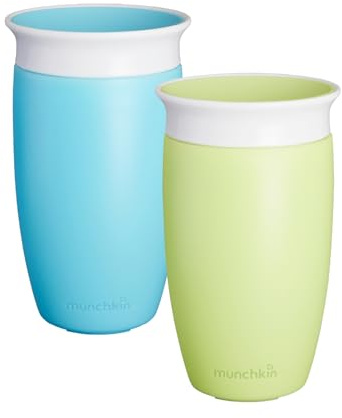 Munchkin Miracle 360°-Trinkbecher für Babys und Kleinkinder, 2er-Set, BPA-freier Trinklernbecher, auslaufsicher & spülmaschinenfest, für Kinder ab 12 Monaten - 296 ml, Blau/Grün