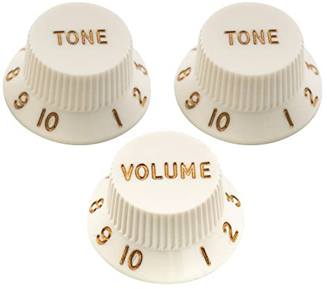 Musiclily Ultra ST Gitarre Potiknöpfe 1 Volume 2 Tone Knobs Set Parchment | Universelle Befestigung, 2T1V, für Fender Strat Style E-Gitarre