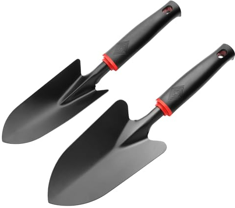 msymsyu Gartenschaufel 2 Stück Schwarzer Breiter Blumenkelle (32.5 x 8 cm) x 1 und Schmaler Pflanzschaufel (32 x 6 cm) x 1 Gartenschaufel klein zum Umpflanzen von Setzlingen Jäten und Auflockern