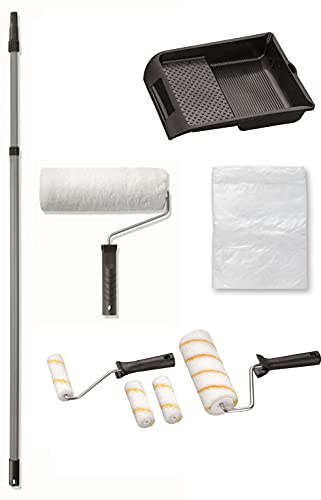 BODENMEISTER Malerset Farbroller Set Wandfarbe Streichset Renovierungsset mit Teleskopstange