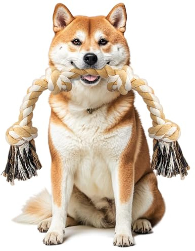 Ycozy Hundespielzeug für Mittelgroße und Kleine Hunde, 66 cm, 4 Knoten, Hundeseil für Aggressive Kauer, Welpen, Hundespielzeug, Sehr Langlebig, Kauspielzeug, Natürliche Baumwolle