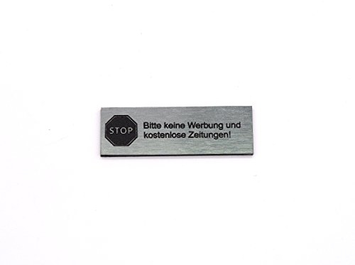Gravurheim Briefkastenschild Türschild individuelle Gravur Name | selbstklebend - personalisiert | Kunststoff - Plastik | viele Farben und Größen (STOP Keine Werbung, Silber-Schwarz)