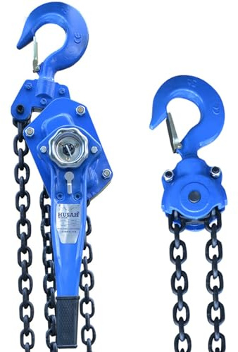 Husar Winch Handkettenzug 3T 6M mit robustem Haken, vollständig verzinkte Kette, Tragfähigkeit 3000 kg (6600 lbs), Kettenwinde mit 6 m Kette, Hebezug, Blau