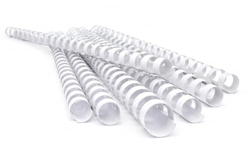 Pavo – Premium Kunststoff Binderücken 10 mm A4 Weiß, 100 Stück, 21-Ring, bis zu 60 Blatt – 8001798