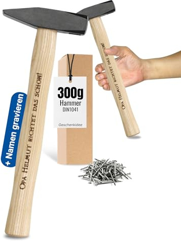 Personalisierter Schlosserhammer 300g mit Gravur - Geschenkidee Männer | Werkzeug Heimwerker, Handwerker Geschenk, individuelles Präsent, Werkstatt Zubehör, Geburtstag Papa, stabiler Stiel