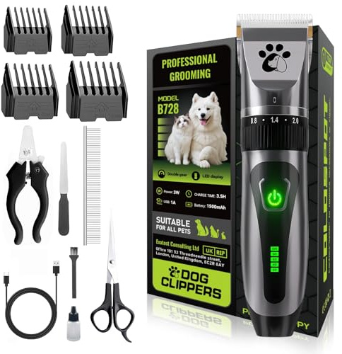 Leise Hundeschermaschine, Profi Tierhaarschneidemaschine, 2-Gang Elektrische Schnurlosen Hunderasierer, Haarschneidemaschine für Hunde Katze