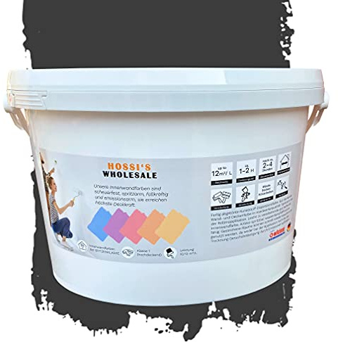 2,5 Liter Premium Wandfarbe Black Beauty Schwarz Grau matt | geruchslos | tropf- und spritzgehemmt
